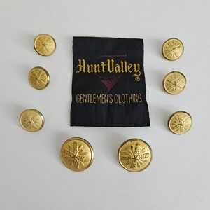 Hunt Valley Gold Tone Blazer Replacement Button Set of 8 Metal Embossed‎ Vintage